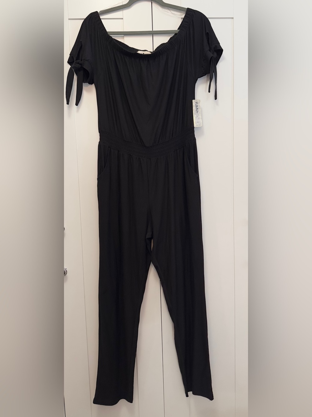 Black Jumper Romper With Shoulder Tie Accent Sz XL By Derek Heart NEW!